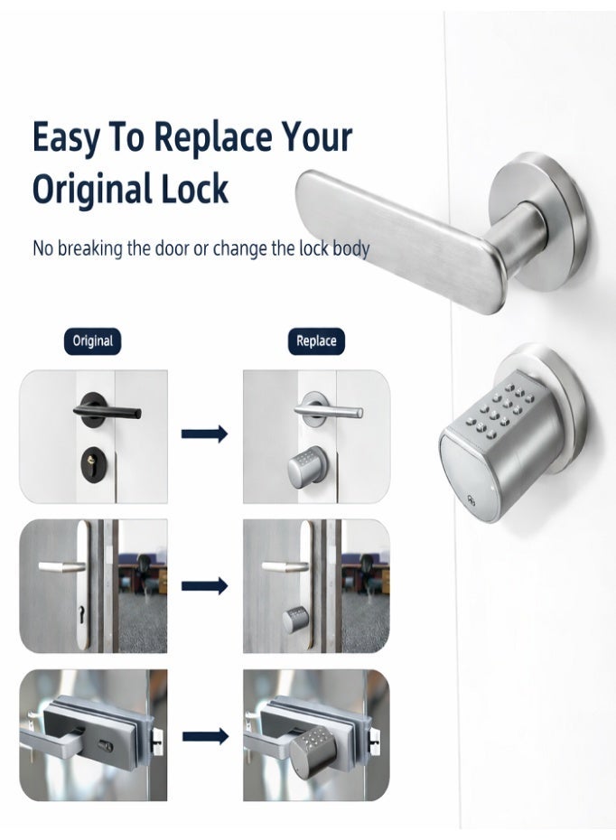 Smart Biometric Door Lock (5 in 1), Fingerprint, Palm Print, Passcode, IC/RFID Card & Key Backup | TTLock App Control, Bluetooth & Remote Access via Gateway | Auto-Lock, 360° Fast Recognition, Adjustable Euro Cylinder | Ideal for Home, Office, Airbnb & Hotels - Image 5